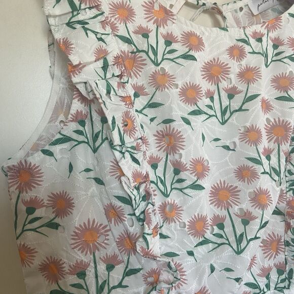 Petal And Pup Sleeveless Floral Eyelet Mini Dress Ruffle Tiered Size 12 - Picture 3 of 13